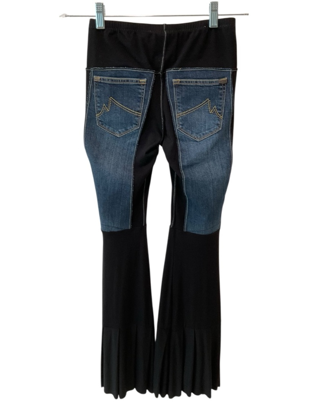 Boho Patchwork Flare Pants Peace Sign Bell Bottom Festival XXS NWT - Picture 6 of 12